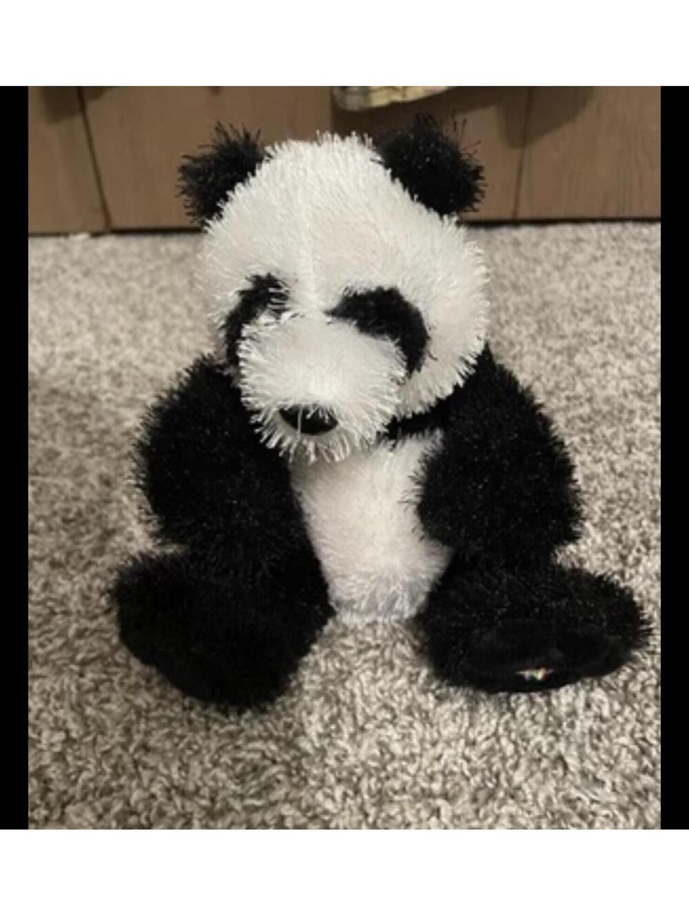Ganz Webkinz Panda Plush Stuffed Animal 7" Wiry Black White Fur No Code